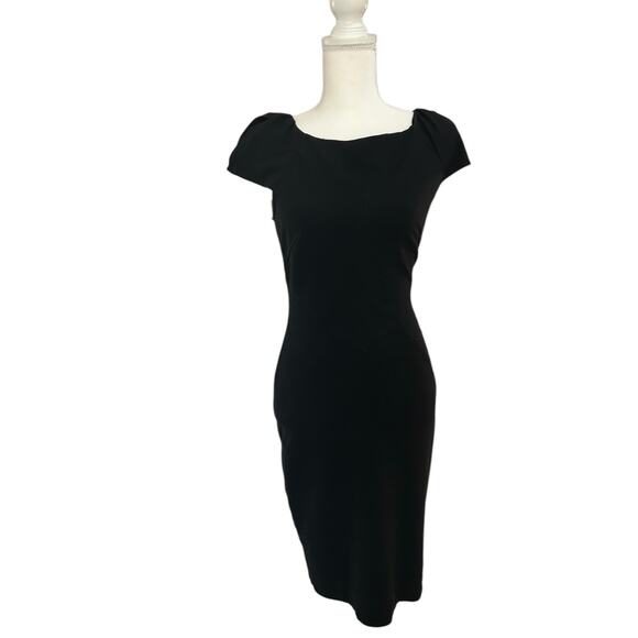 Diane Von Furstenberg Cap Sleeve Helen Midi V Neck Back Black Dress Size 6 Small - Picture 5 of 14